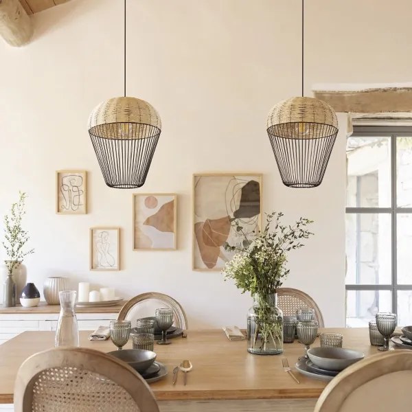 Atmosphera - Lampadario a sospensione con filo ANEA 1xE27/40W/230V rattan