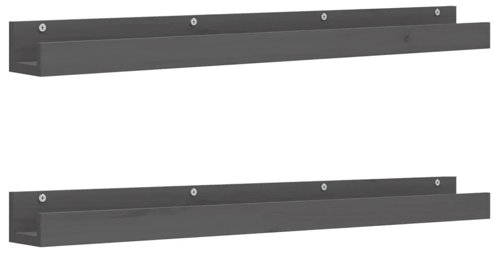 Mensole da parete 2 pz grigio 110x12x9cm legno massello di pino