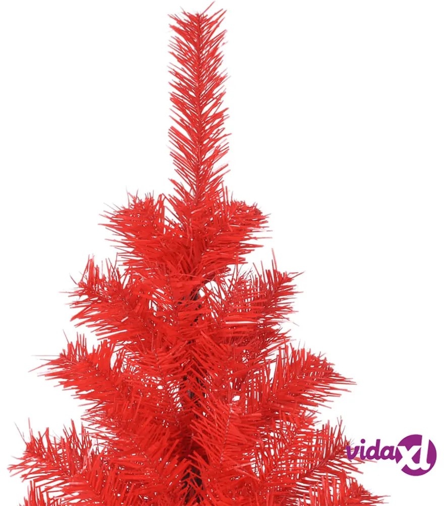 vidaXL Albero di Natale Artificiale Sottile con Base Rosso 210 cm PVC