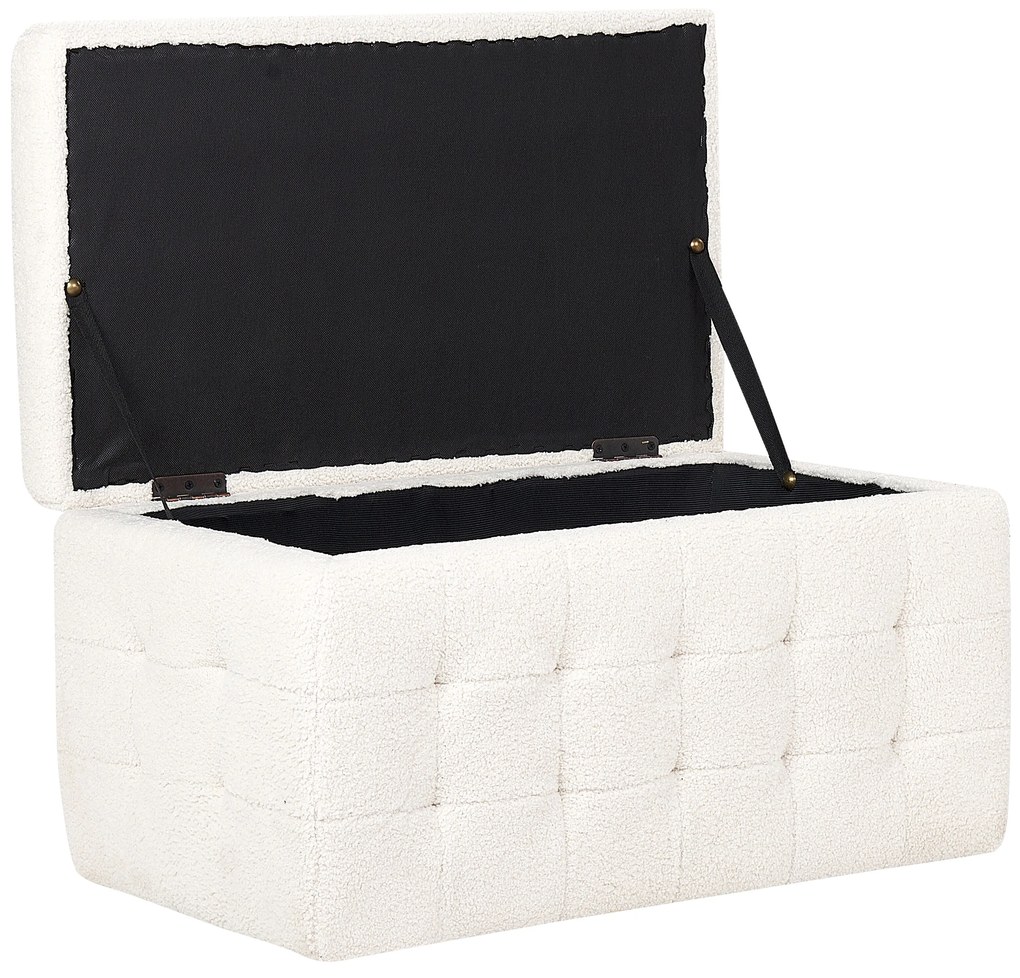 Pouf ottomano con contenitore bouclè bianco MICHIGAN Beliani