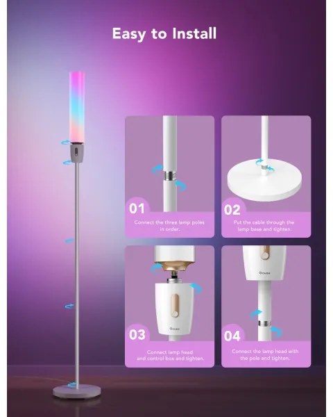 Govee - Lampada da terra dimmerabile a LED CYLINDER SMART RGBICWW 2200-6500K