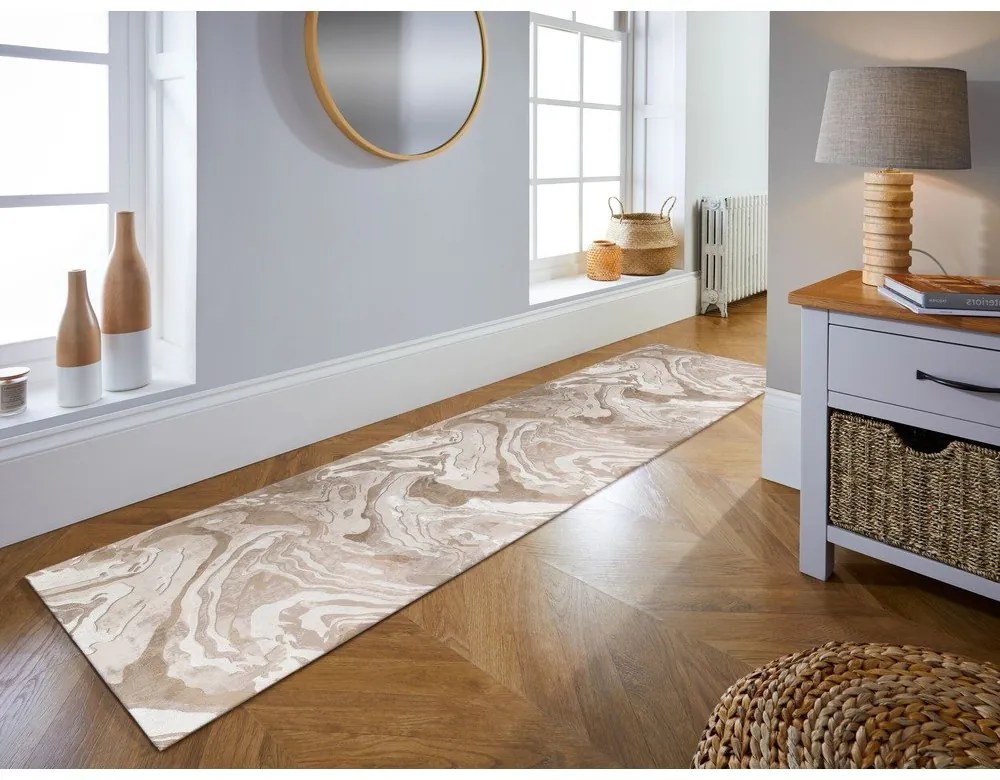 Tappeto beige/naturale 60x230 cm Marbled - Flair Rugs