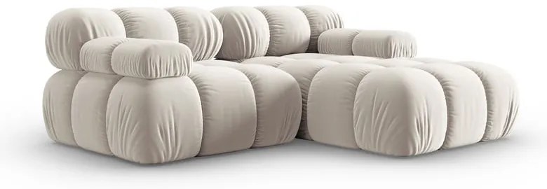 Divano angolare componibile beige (con penisola a destra) con rivestimento in velluto Bellis – Micadoni
