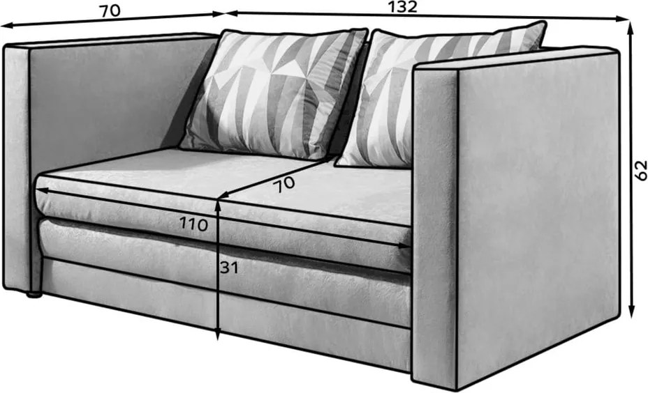 Divano blu/grigio allungabile e rivestimento in ciniglia 132 cm Neva – ELTAP