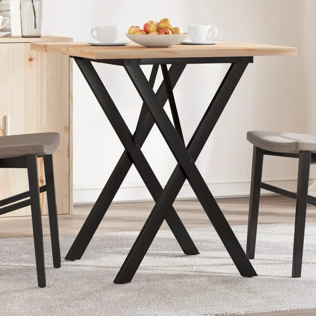 Tavolo Da Pranzo Telaio A X 70x70x75,5 Cm Legno Pino E Acciaio /
