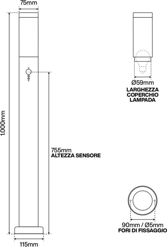 Paletto da giardino con Sensore Movimento 1m Corten E27