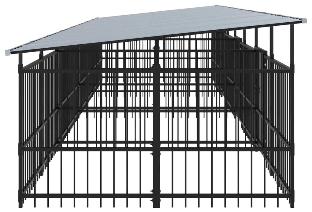 Gabbia per cani da esterno con tetto in acciaio 15,02 m²