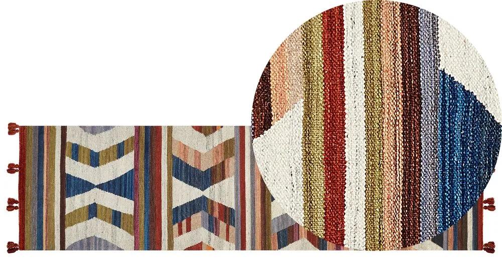 Tappeto kilim lana multicolore 80 x 300 cm MRGASHAT Beliani