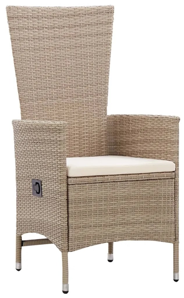 Set da pranzo da giardino beige 3 pz con cuscini