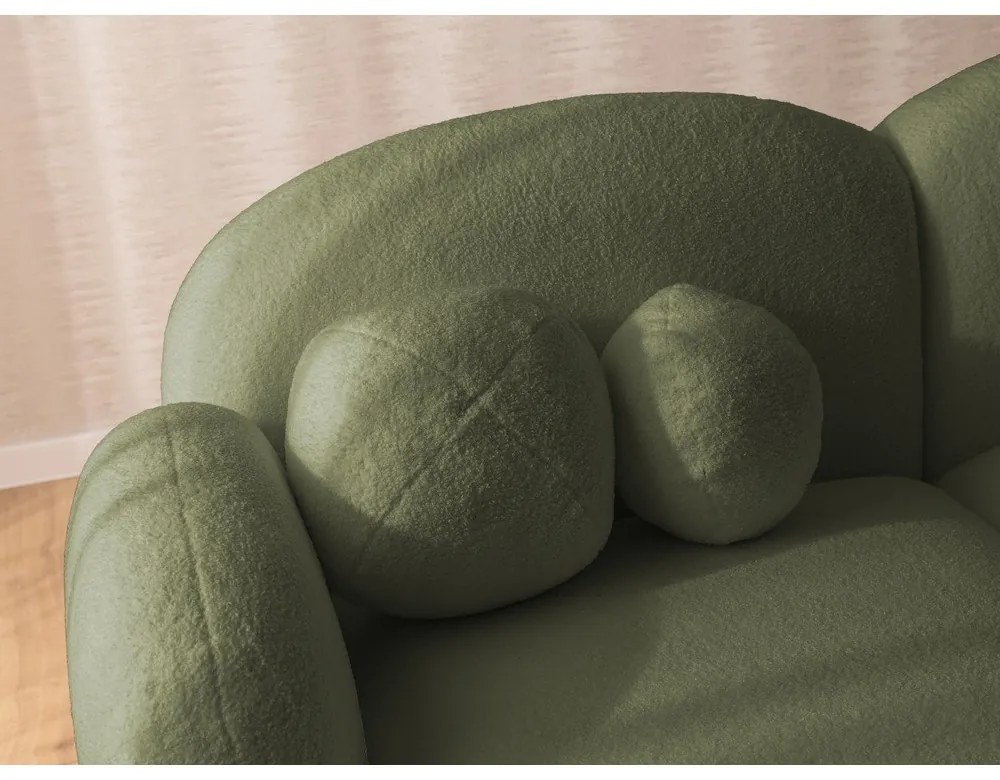 Divano angolare verde (con penisola a sinistra/con chaise lounge) con rivestimento in bouclé Orbit – Ropez