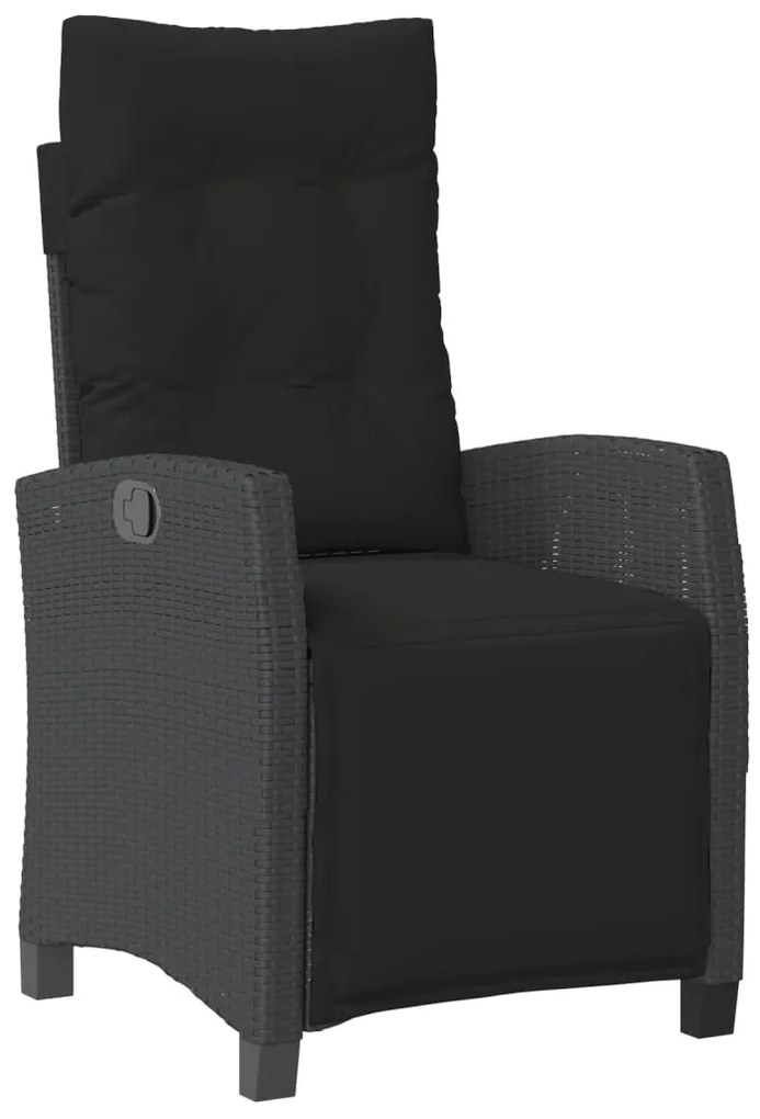 Set da pranzo da giardino 5 pz nero con cuscini in polyrattan