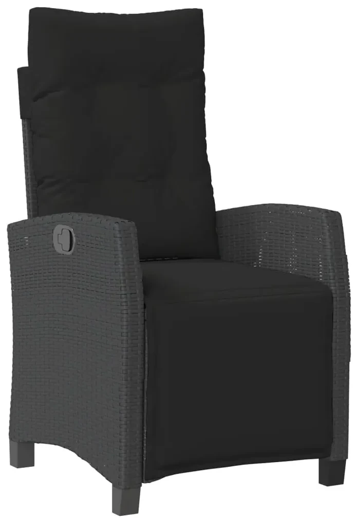 Set da pranzo da giardino 5 pz nero con cuscini in polyrattan