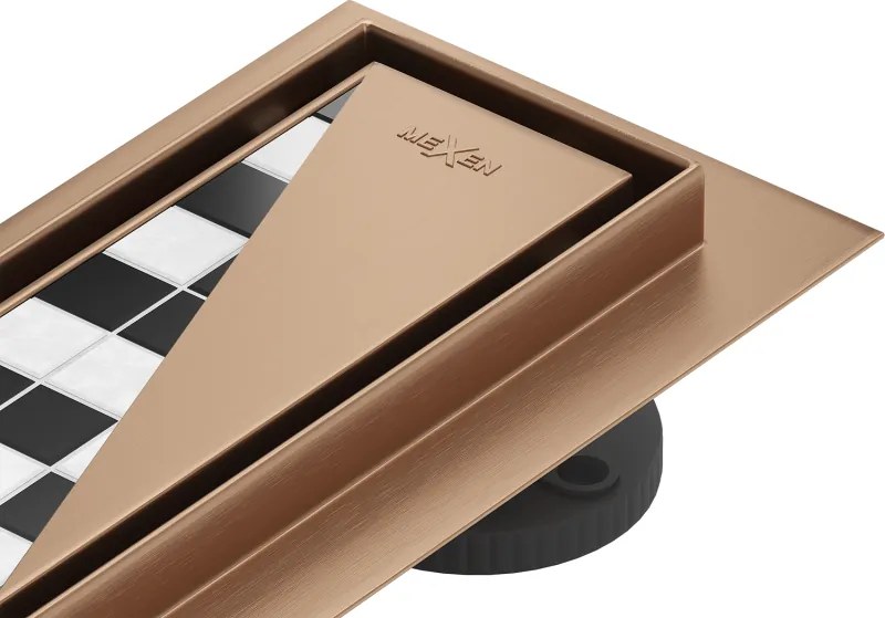 Mexen Flat 360° M13 scarico lineare rotante 2 in 1 60 cm, rame spazzolato - 1C10060-40