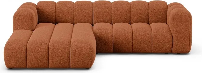 Divano angolare color mattone (con penisola a sinistra/con chaise lounge) con rivestimento in ciniglia Lupine – Micadoni