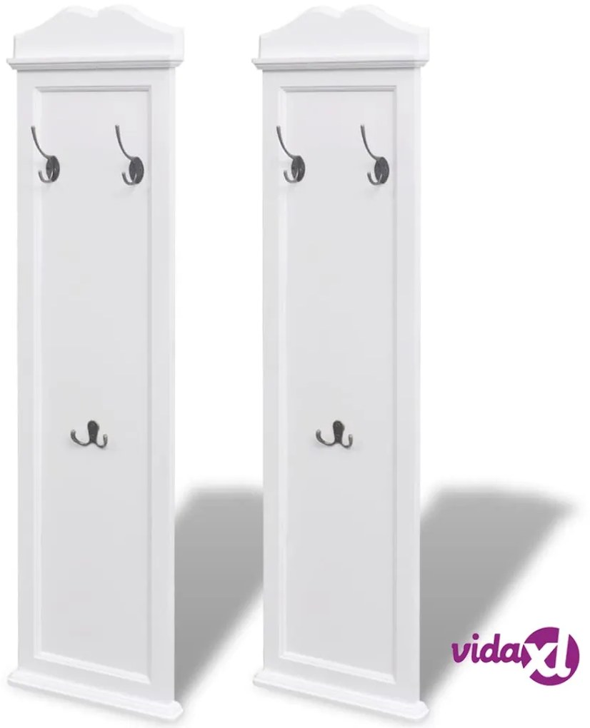 vidaXL Appendiabiti Set 2 pz Attaccapanni Bianchi