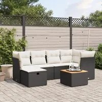 Set Divani da Giardino con Cuscini 7pz Nero Polyrattan 3264724