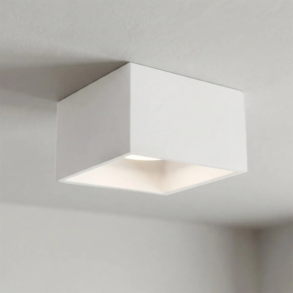 Plafoniera Quadrata da Soffitto GX53 in Gesso - Serie ESSENZA