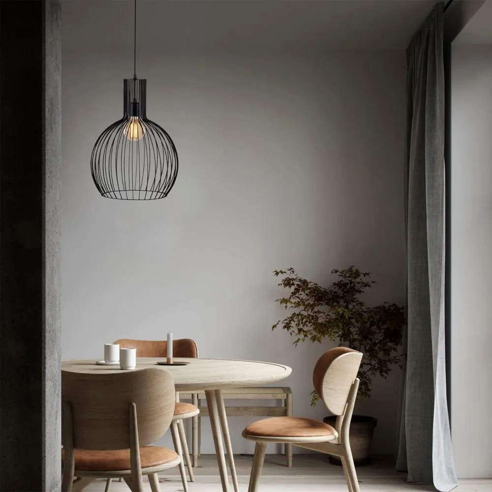 Lampadario nero con paralume in metallo ø 38 cm Fellini – Opviq lights