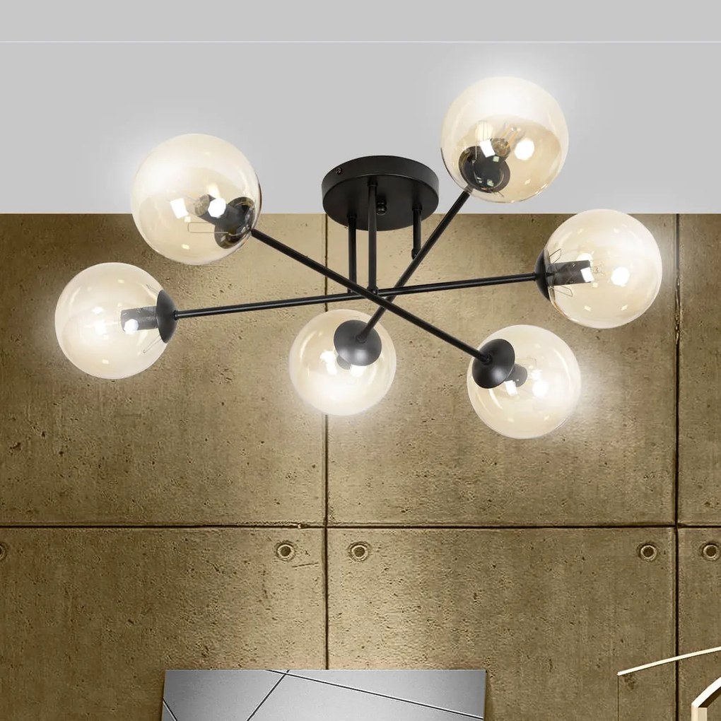 Lampadario da soffitto BRENDI 6B con sfere Miele - E14