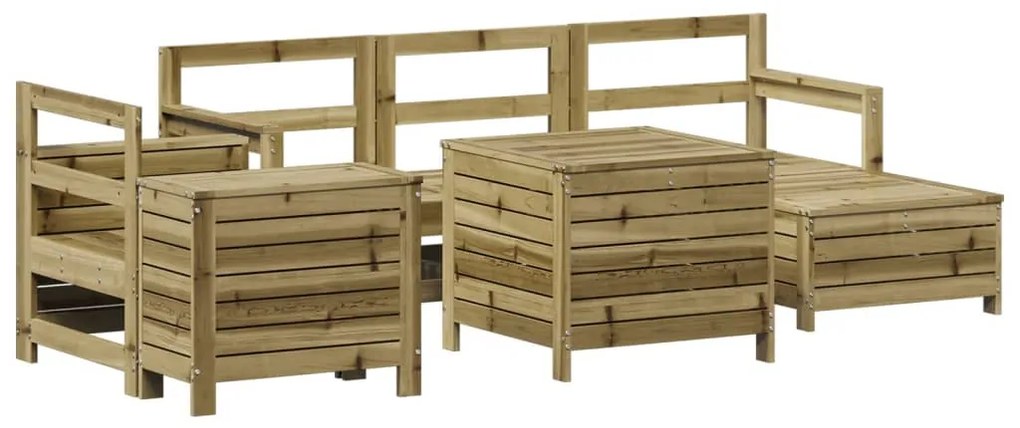 Set divani da giardino 7 pz in legno impregnato di pino