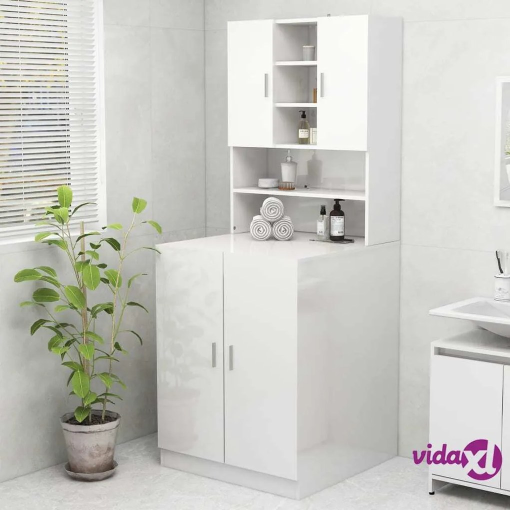 vidaXL Mobile per Lavatrice Bianco Lucido 70,5x25,5x90 cm