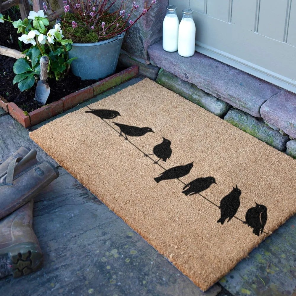 Zerbino in fibre di cocco 60x90 cm Birds On a Wire – Artsy Doormats