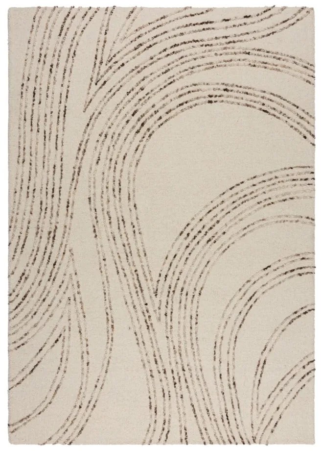 Tappeto marrone/color crema in lana 120x170 cm Abstract Swirl – Flair Rugs