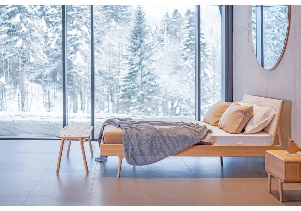 Panchina in colore bianco e naturale Klupa - Gazzda