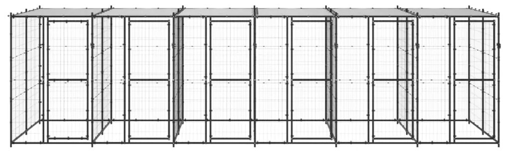 Gabbia per cani da esterno in acciaio con tetto 14,52 m²