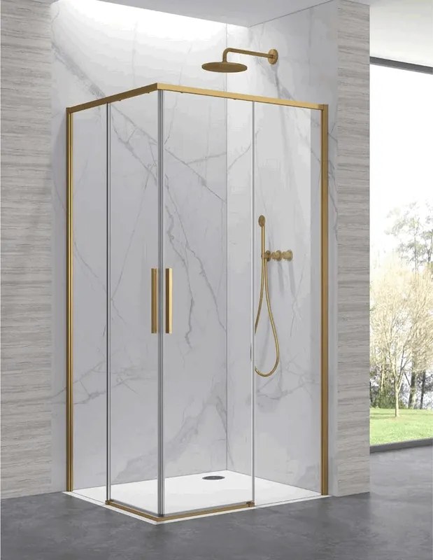 Kamalu - Cabina doccia 70x100cm angolare porte scorrevoli finitura oro| KLA1000R