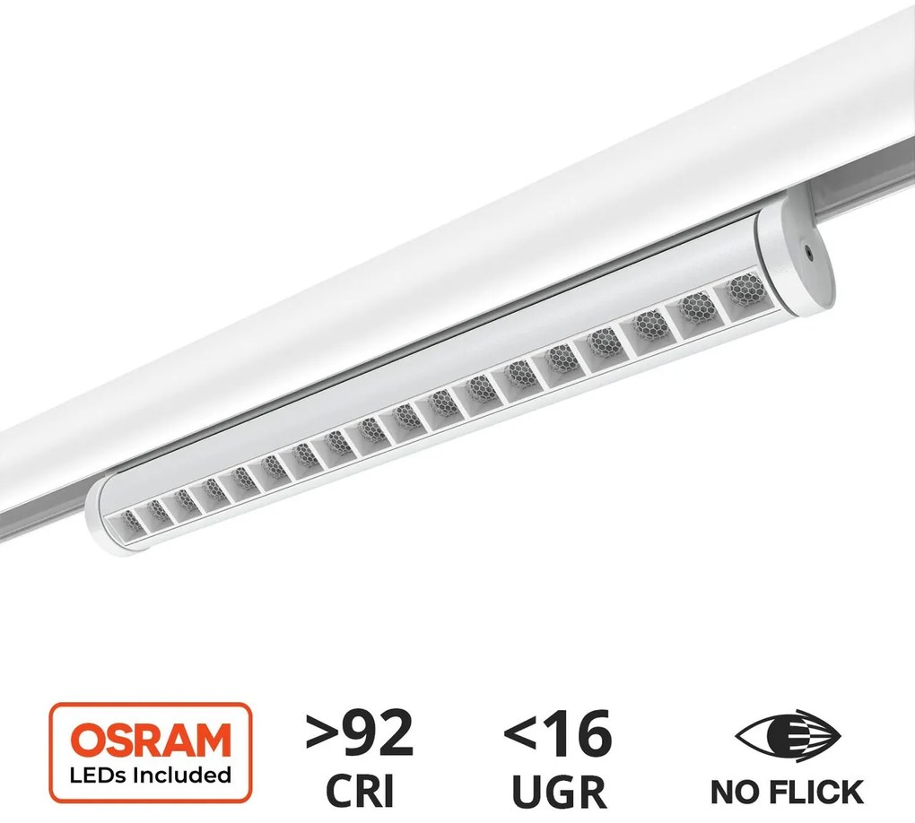 Faro LED Lineare 18W Magnetico 36cm CRI92 UGR16 Bianco 48V Colore Bianco Naturale 4.000K