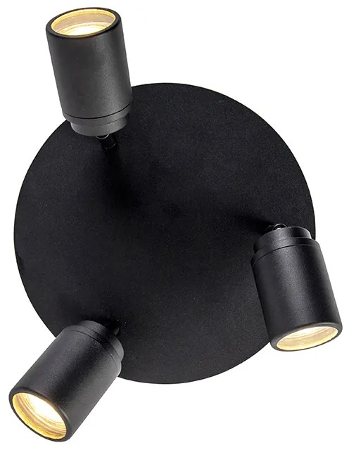 Faretto da bagno moderno nero 3 luci IP44 - Ducha