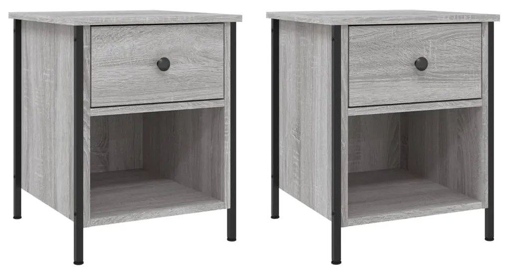 Comodini 2 pz grigio sonoma 40x42x50 cm in legno multistrato