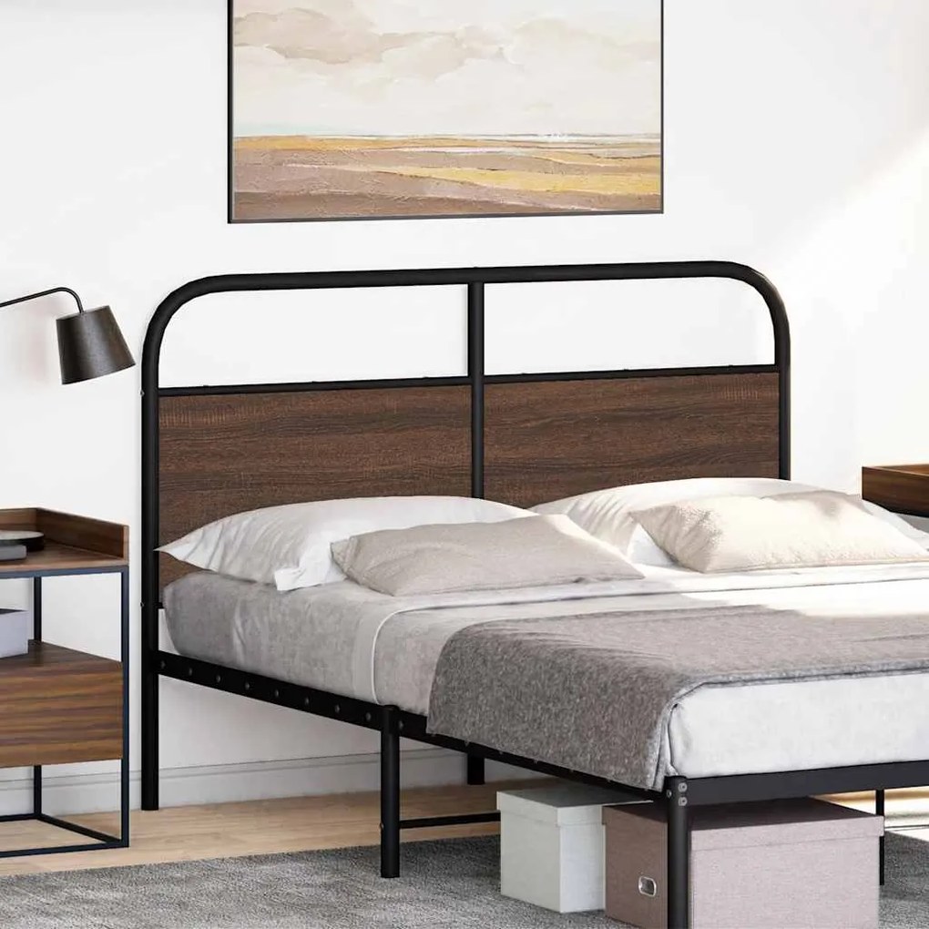Testiera rovere marrone 140 cm in acciaio e truciolato