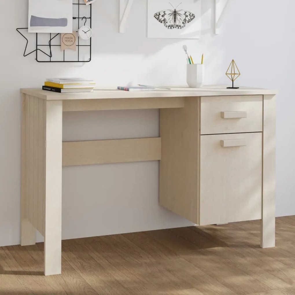 Scrivania Hamar Ambra 113x50x75 Cm İn Legno Massello Di Pino /