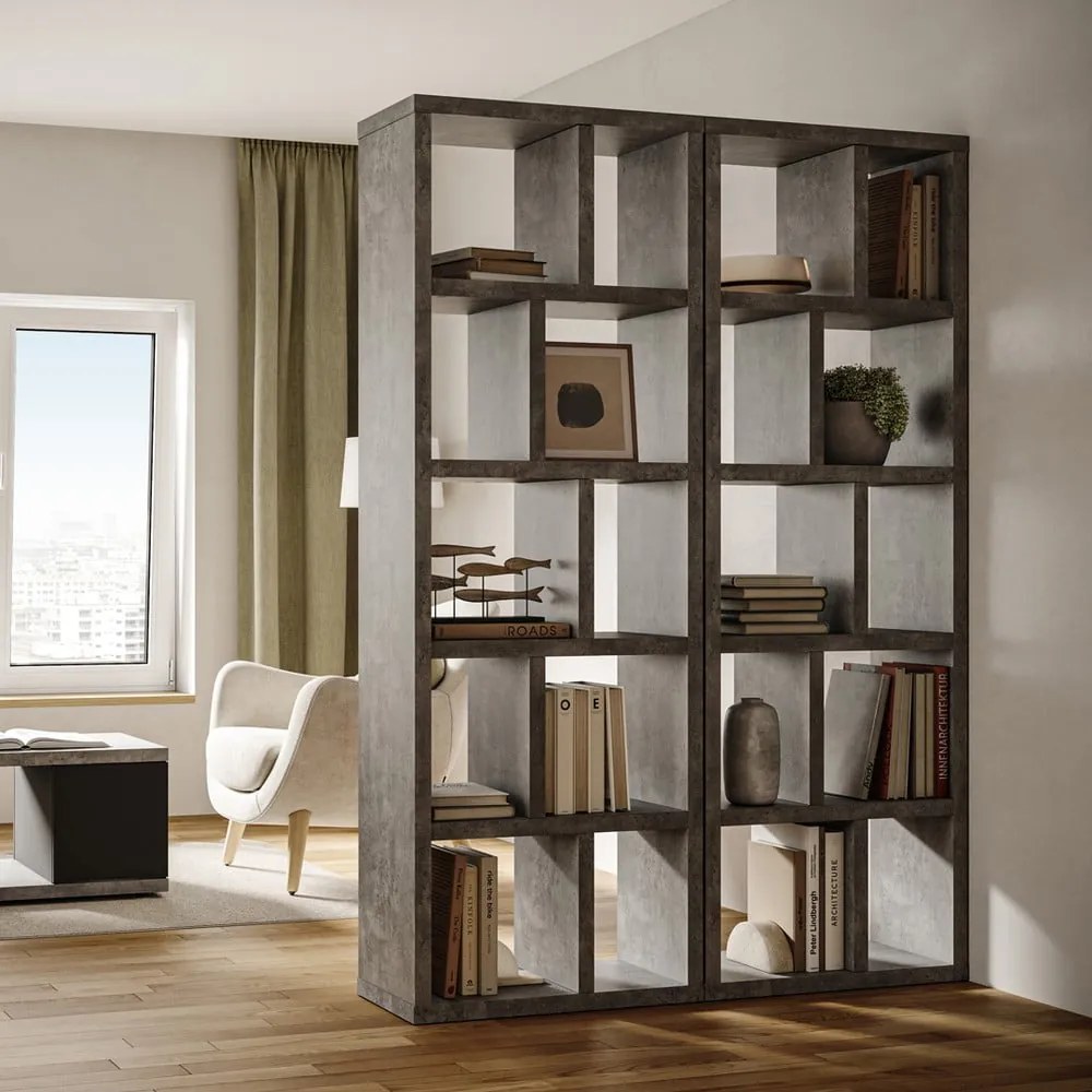 Libreria grigia effetto cemento 70x198 cm Berlin - TemaHome