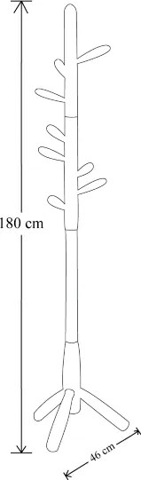 Appendiabiti da terra in legno con 9 ganci base tre piedi altezza 180 cm Grigio