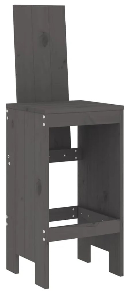 Set bar da giardino 3 pz grigio in legno massello di pino