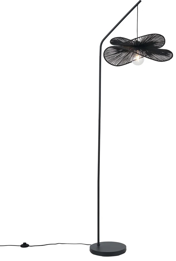 Lampada da terra Art Déco nera con paralume nero - Nest