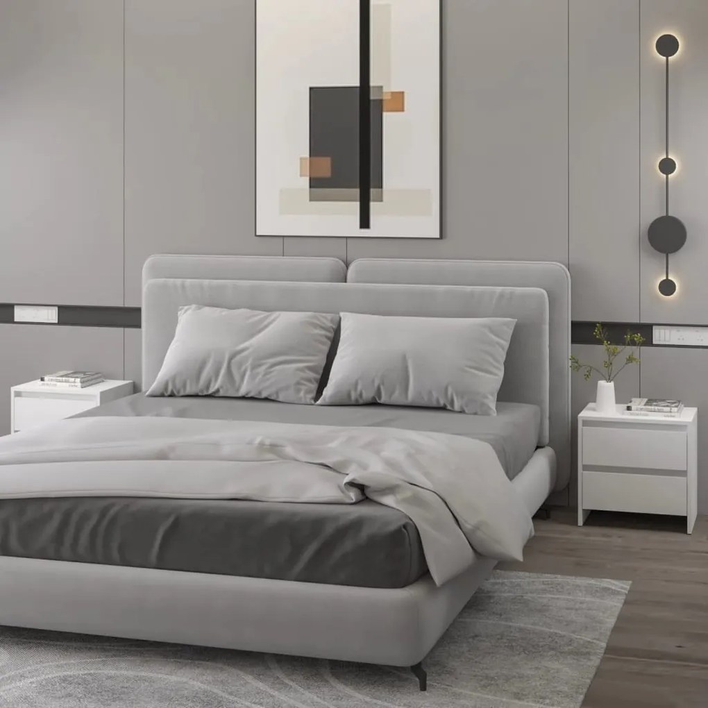 Comodino Bianco 45x34,5x44,5 Cm İn Legno Ingegnerizzato /