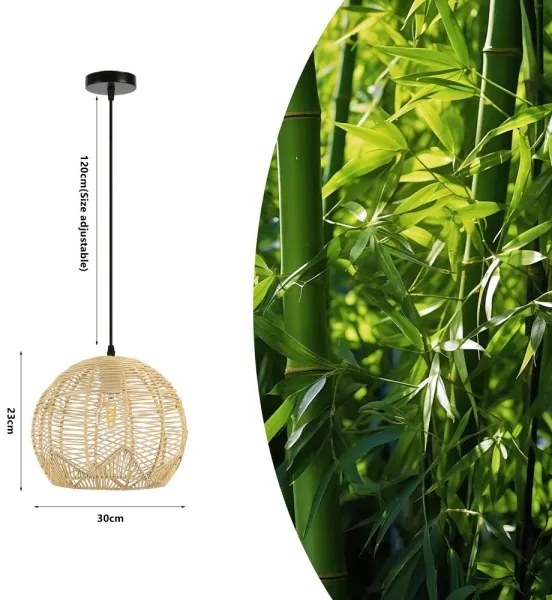 Immax 08258L - Lampadario a sospensione con filo PELO 1xE27/40W/230V diametro 30 cm rattan