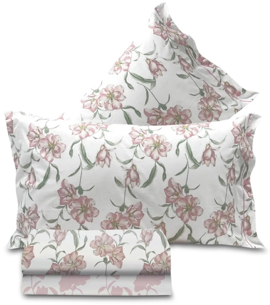 Completo letto matrimoniale fiori Mara rosa SmartDecoHome