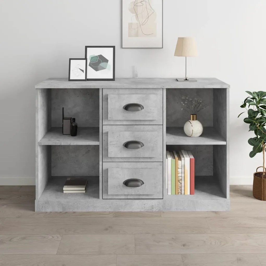 Credenza grigio cemento 104,5x35,5x67,5 cm in legno multistrato