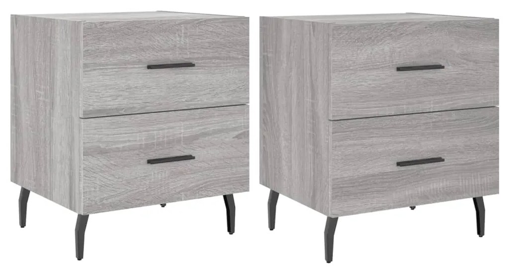 Comodini 2 pz Grigio Sonoma 40x35x47,5 cm in Legno Multistrato