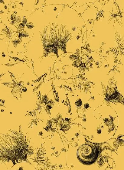 Edmond Petit Carta da parati Jardin Les Arabesques - Moutarde