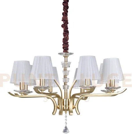 Pegaso lampadario 8 luci attacco e14 con paralume bianco finitura o...