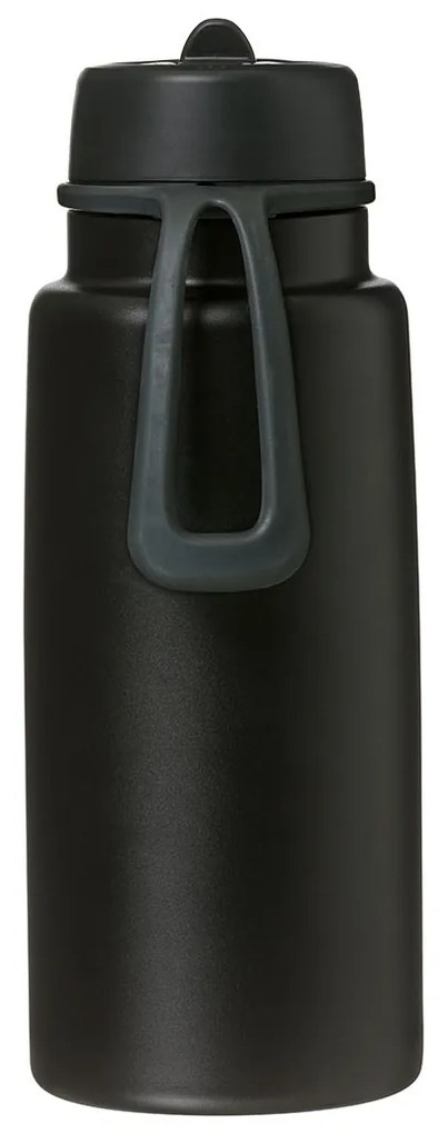 Bottiglia termica in acciaio inox con cannuccia 1l - nera