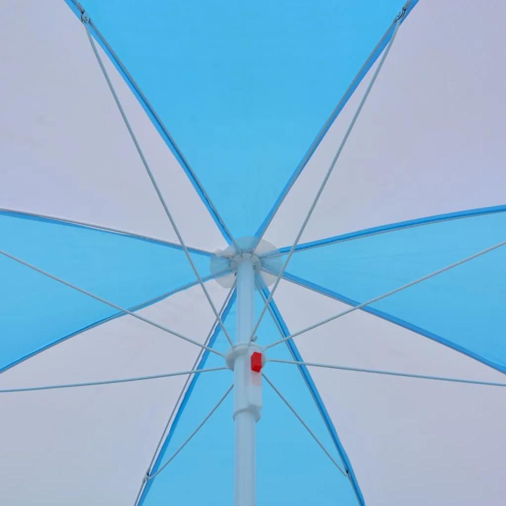 Ombrellone da Spiaggia Blu e Bianco 180 cm in Tessuto