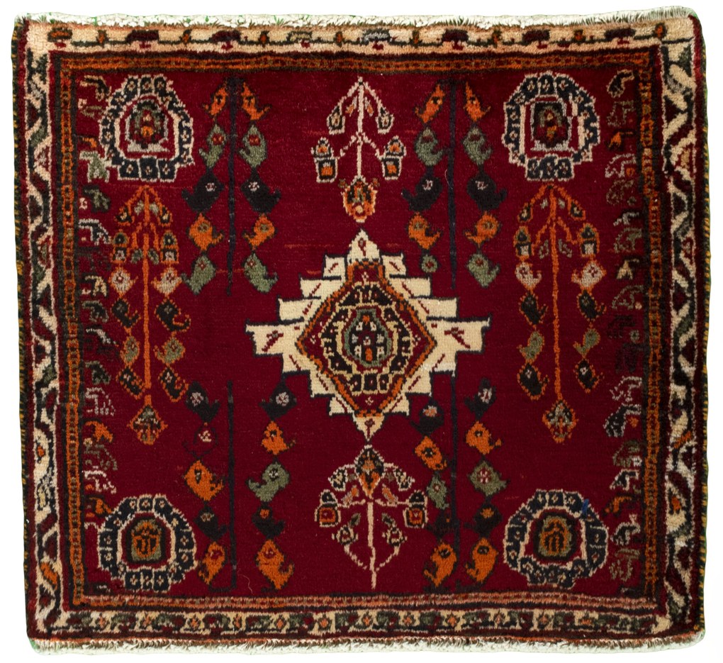 Shiraz Tappeto 60x60 Rosso (Iran) Annodato A Mano