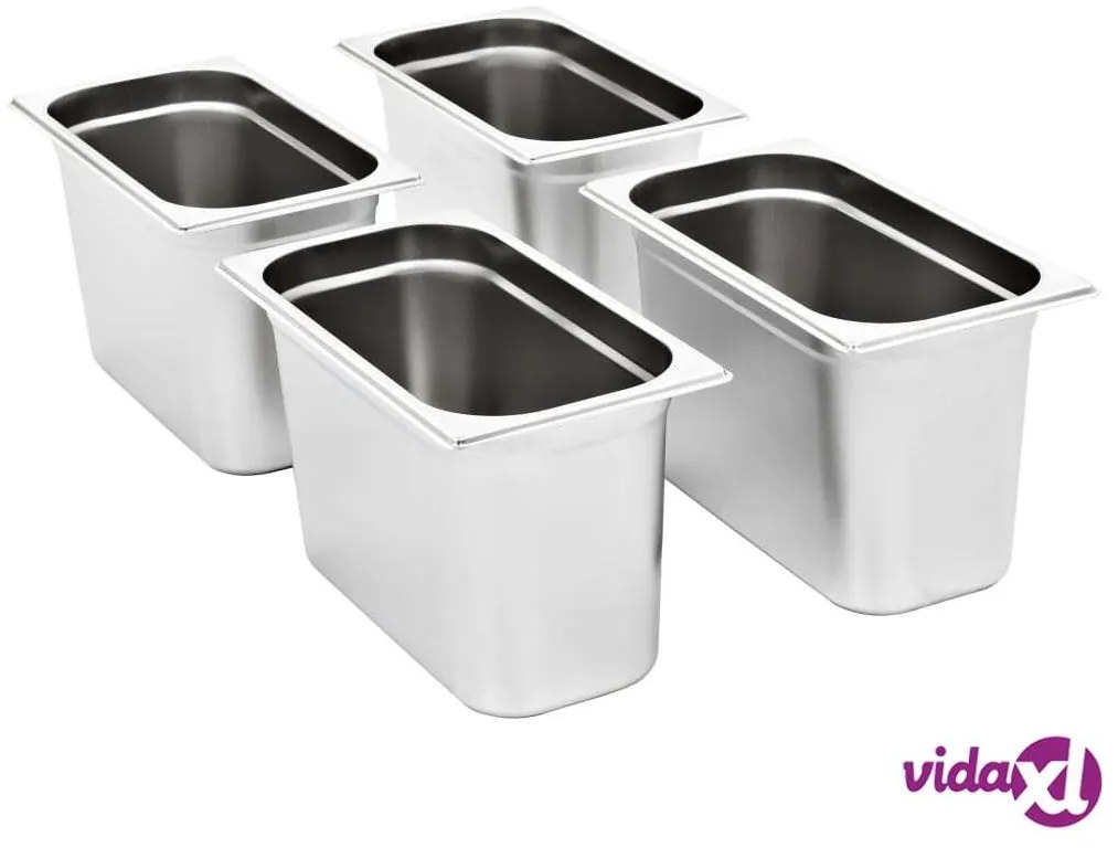 vidaXL Contenitori Gastronorm 4 pz GN 1/3 200 mm in Acciaio Inox